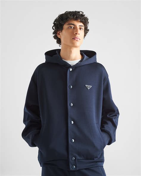 prada technical cotton hoodie|Blue Technical Cotton Hoodie .